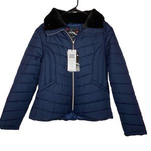 Climate Concepts NWT Stand Up Faux Inside Collar Fashion Jacket Navy/Black XL